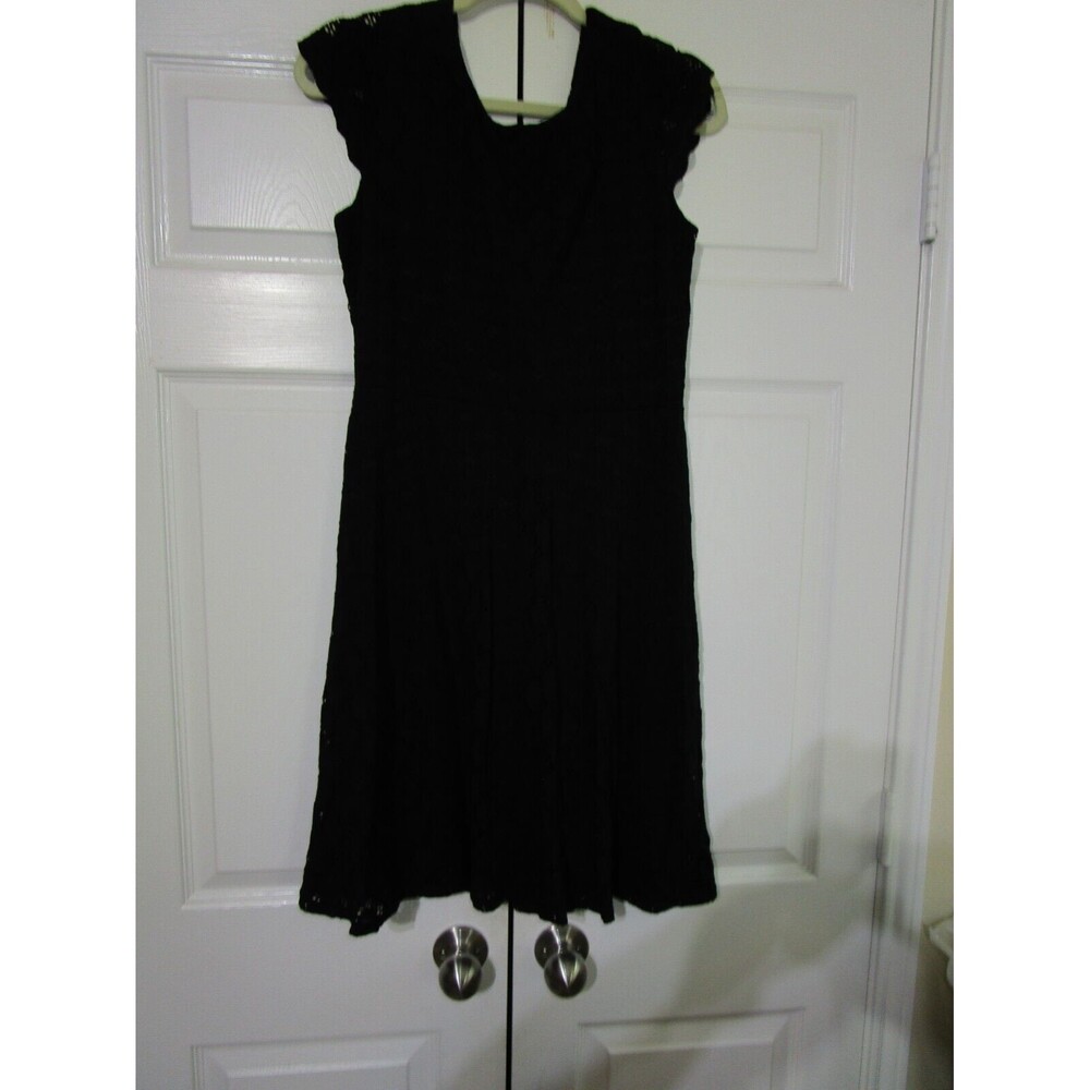Ronni Nicole Womens Mini Dress Size 10 Black Lace Back Gold Zip Cap Sleeves
